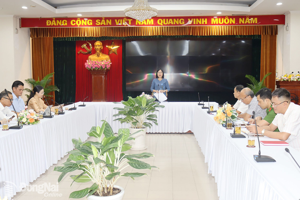 Tỉnh ủy viên, Phó Chủ tịch UBND tỉnh Đồng Nai Nguyễn Thị Hoàng phát biểu kết luận. Ảnh: Ban Mai
