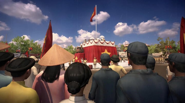 "Trở về thời khắc thiêng liêng" mang đến trải nghiệm “xuyên không” đặc biệt, trở lại thời khắc lịch sử ngày 2/9/1945 tại Quảng trường Ba Đình - thời khắc Chủ tịch Hồ Chí Minh đọc Bản Tuyên ngôn Độc lập, khai sinh nước Việt Nam Dân chủ Cộng hòa thông qua công nghệ thực tế ảo (VR).