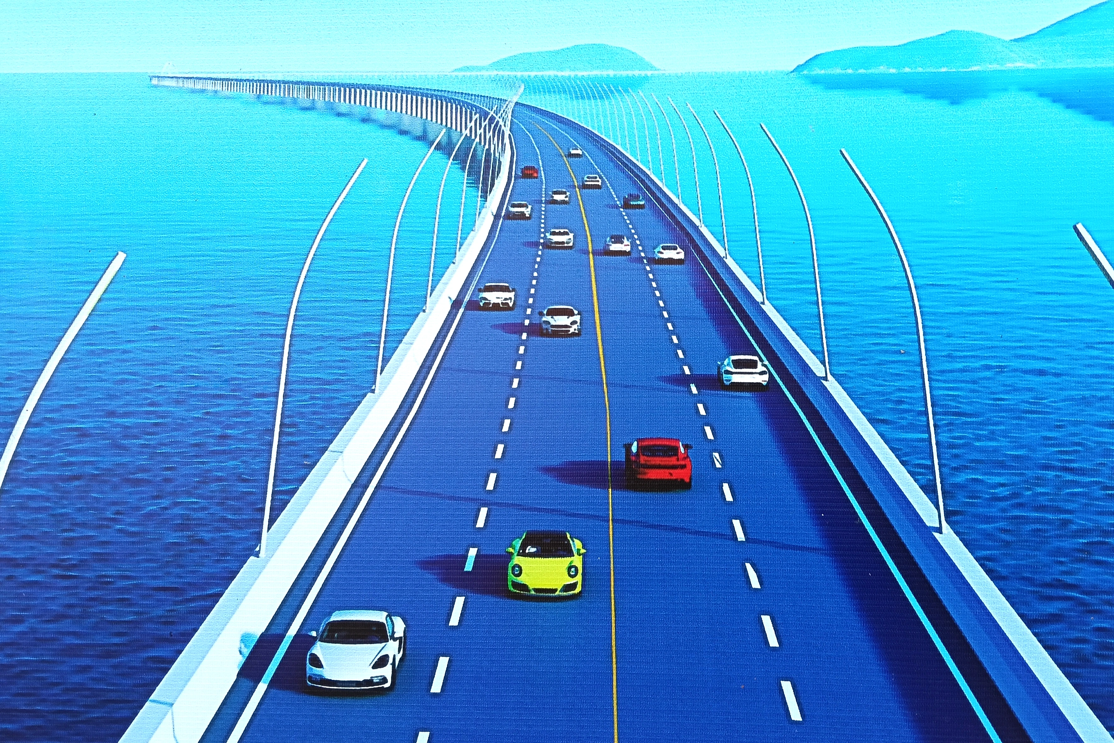 Perspective of the 18km long sea-crossing bridge connecting Ca Mau Cape with Hon Khoai Island, which has just started construction