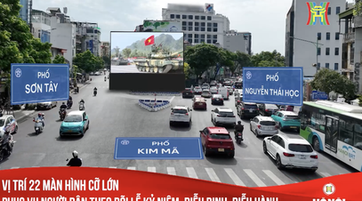 Details of the locations of 22 large screens in the inner city and 6 gateways of the capital serving people to watch the parade and march