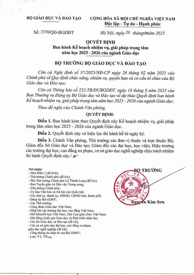 TOÀN VĂN: Kế hoạch, nhiệm vụ, giải pháp trọng tâm năm học 2025-2026 của ngành Giáo dục- Ảnh 2.