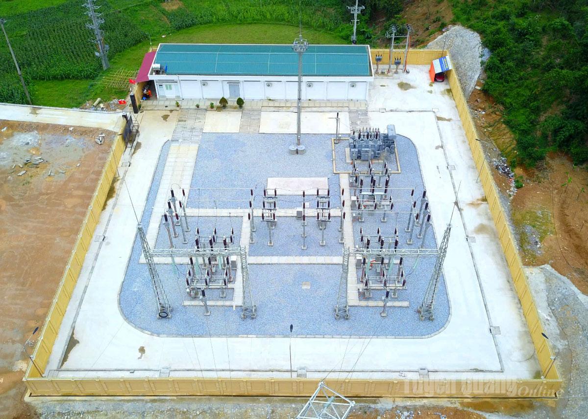 Toàn cảnh Trạm biến áp 110kV Na Hang áp dụng vận hành lưới điện không người trực.