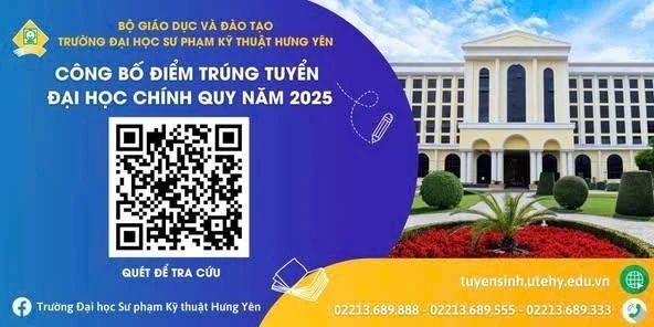 សាកលវិទ្យាល័យ Hung Yen នៃការអប់រំបច្ចេកទេសបានប្រកាសជុំទីមួយនៃពិន្ទុចូលរៀនធម្មតានៅឆ្នាំ 2025