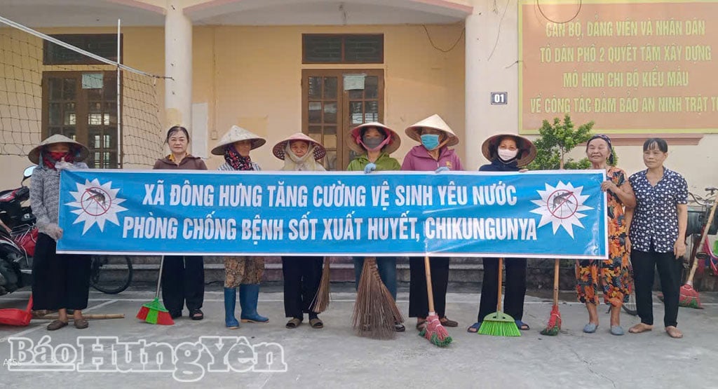 Habitantes de la comuna de Dong Hung responden al movimiento general de saneamiento ambiental. Foto: Thu Thuy - Tien Dat