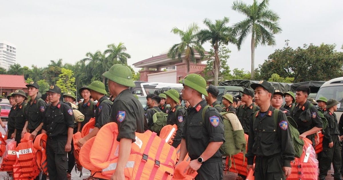La policía de Nghe An se moviliza para apoyar a las localidades costeras en la prevención y lucha contra la tormenta número 5