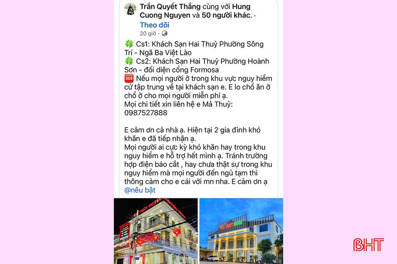 Hệ thống khách sạn Hai Thủy lo toàn bộ chỗ ở, chỗ ăn, ưu tiên cho các gia đình khó khăn, người già, phụ nữ và trẻ nhỏ.