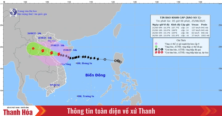 Bão số 5 chỉ còn cách Nghệ An 185km