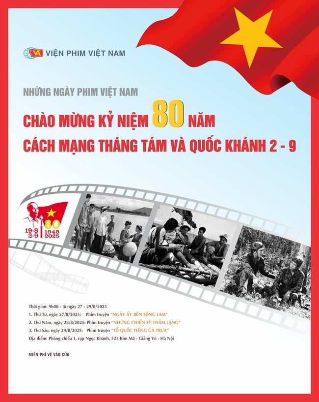 វិទ្យាស្ថានភាពយន្តវៀតណាមបង្ហាញភាពយន្តឥតគិតថ្លៃចំនួន 3 ដើម្បីអបអរសាទរទិវាជាតិលើកទី 80 ថ្ងៃទី 2 ខែកញ្ញា - រូបថត 1.