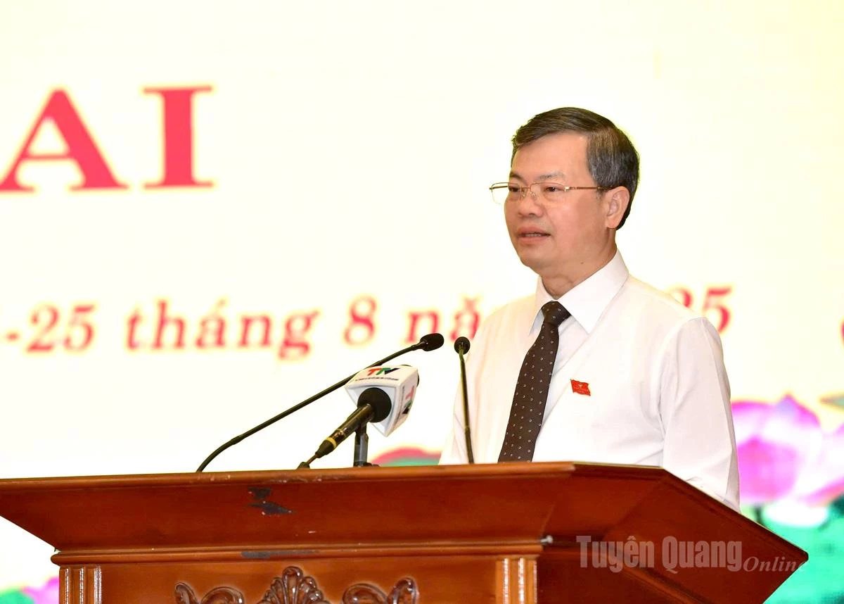 ประธานสภาประชาชนจังหวัดเหงียน วัน เซิน กล่าวในการประชุม
