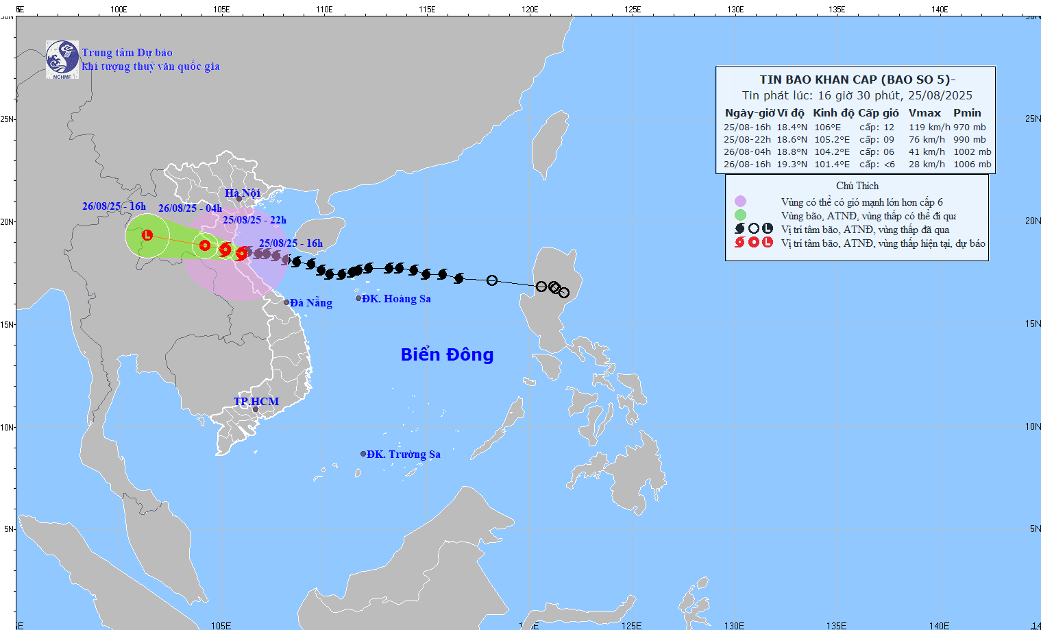 It is forecasted that in the next 3-6 hours, storm No. 5 will make landfall in the area of ​​North Ha Tinh - South Nghe An.