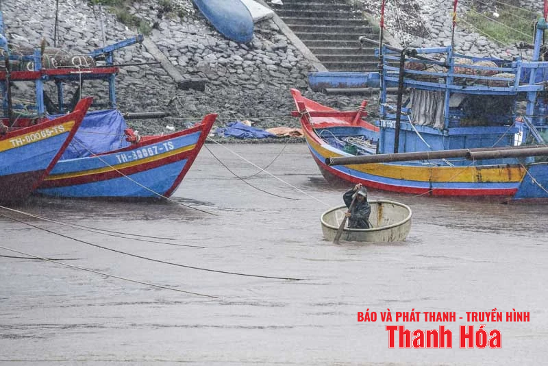 តំបន់សមុទ្រ Thanh Hoa ចាប់ផ្តើមមានភ្លៀងធ្លាក់ខ្លាំង និងខ្យល់បក់ខ្លាំង មុនពេលព្យុះទី 5 បោកបក់មកលើដី