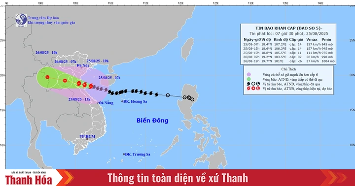 Pronóstico: Hoy a las 7 p. m., la tormenta número 5 tocará tierra en Thanh Hoa - Ha Tinh