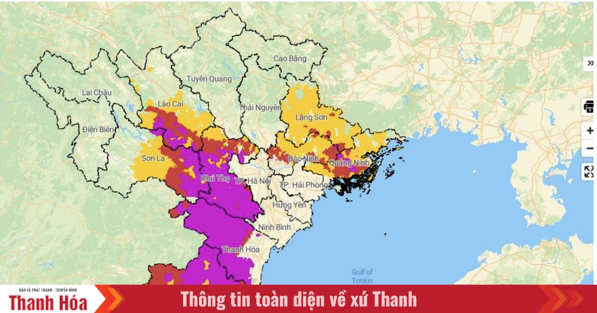 Warning of natural disaster risks due to flash floods and landslides level 2 in Thanh Hoa