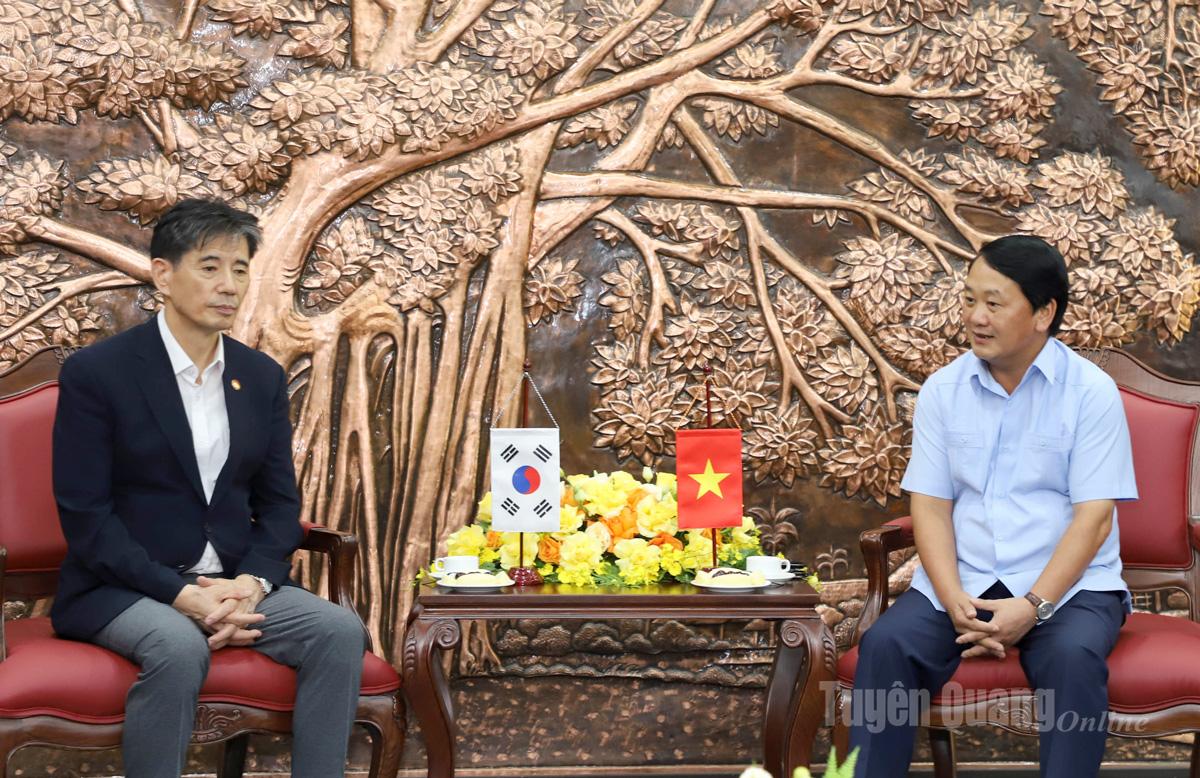 លេខាបក្សខេត្ត Hau A Lenh បានពិភាក្សាជាមួយលោក Kwon Sung Taek ប្រធានសមាគមសេដ្ឋកិច្ច និងវប្បធម៌កូរ៉េ-វៀតណាម អំពីសក្តានុពល និងគុណសម្បត្តិរបស់ខេត្ត Tuyen Quang។