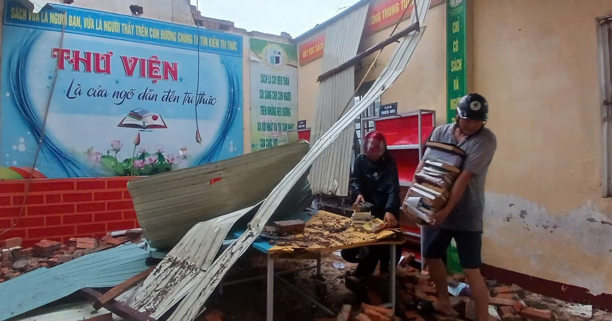 Trường học ở Hà Tĩnh ngổn ngang sau bão số 5