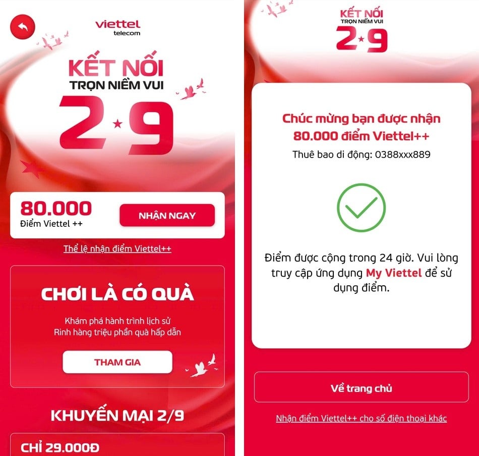 Cách nhận dữ liệu 5G, tin nhắn, phút gọi miễn phí từ nhà mạng nhân dịp 2/9 - 2