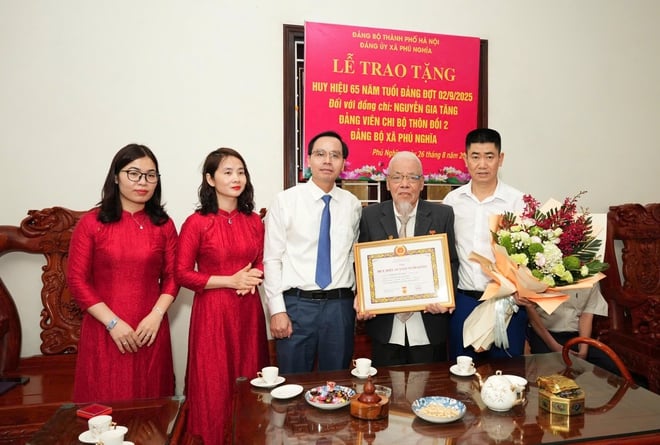 Phú Nghĩa trao Huy hiệu Đảng tại gia đình các đảng viên cao tuổi- Ảnh 4.