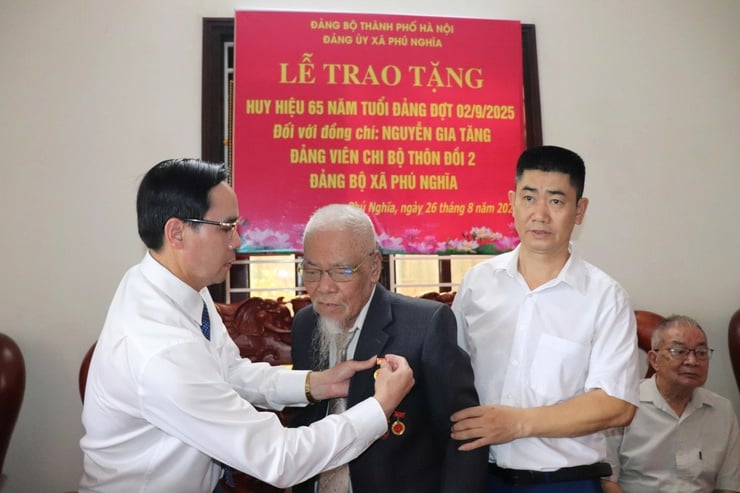 Phú Nghĩa trao Huy hiệu Đảng tại gia đình các đảng viên cao tuổi- Ảnh 1.