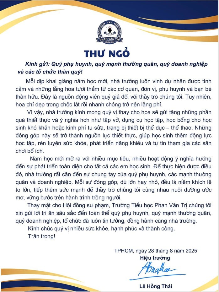 Những thông báo xúc động của trường học ở TP HCM trước ngày khai giảng  - Ảnh 1.