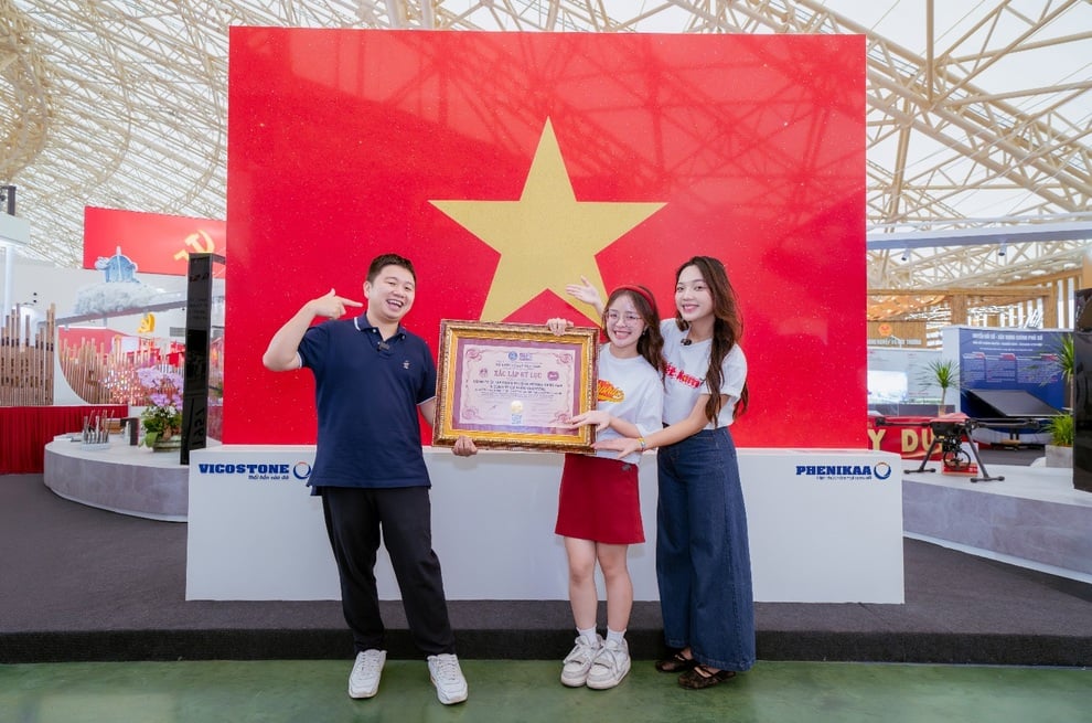 Chiêm ngưỡng lá cờ Tổ quốc bằng đá lớn nhất Việt Nam tại Triển lãm Thành tựu Đất nước - 3