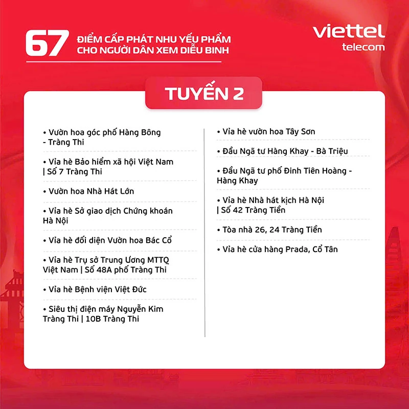 Viettel bekerja sama dengan Hanoi Youth Union untuk menyebarkan 15/67 titik distribusi barang kebutuhan pokok gratis untuk melayani masyarakat