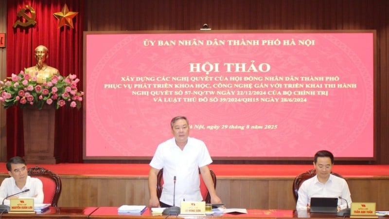 O vice-presidente permanente do Comitê Popular de Hanói, Le Hong Son, discursou no workshop.
