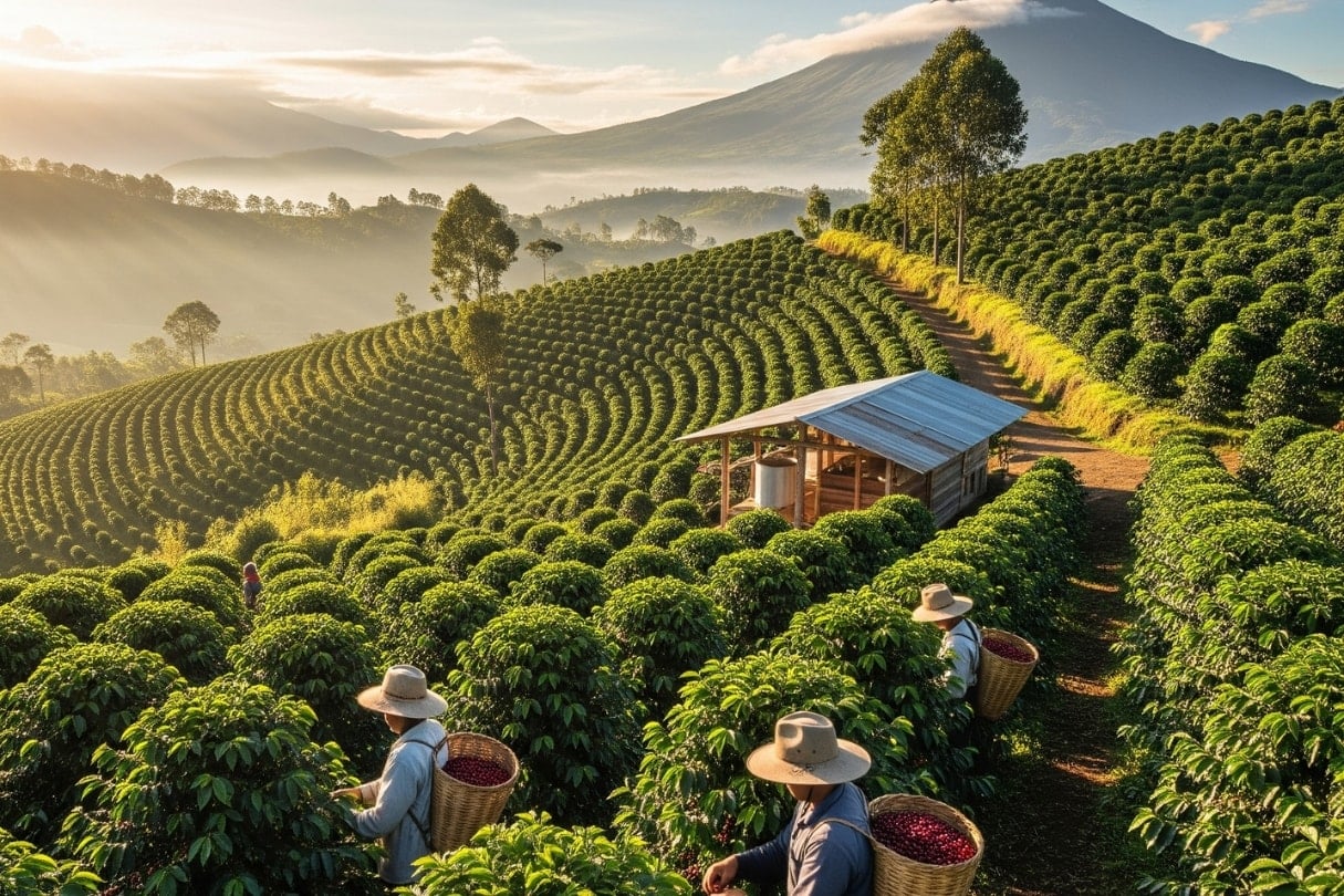 Coffee price today August 3, 2025: Decreased across the board, lost the 100,000 VND/kg mark, affected after tax imposition