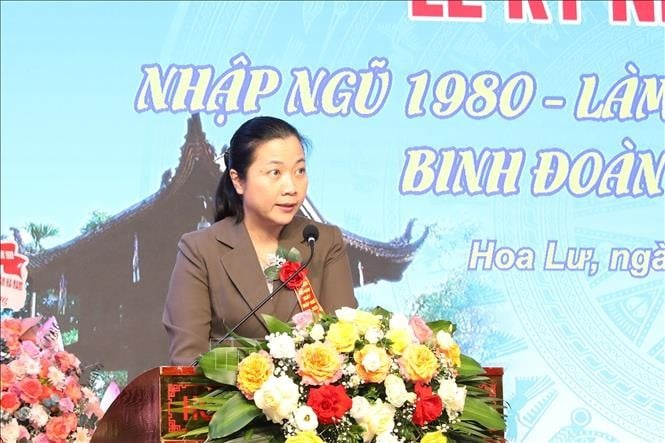 Bà Lattana Sihalat, Phó Đại sứ Lào tại Việt Nam phát biểu tại lễ kỷ niệm. (Ảnh: TTXVN)