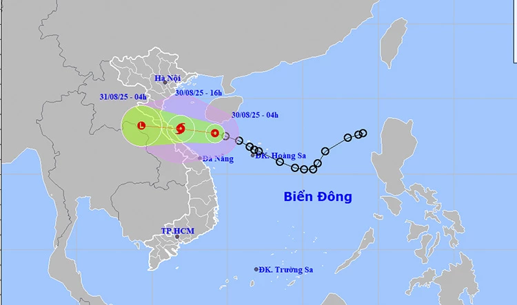 Location and path of the tropical depression. Photo: thoitietvietnam
