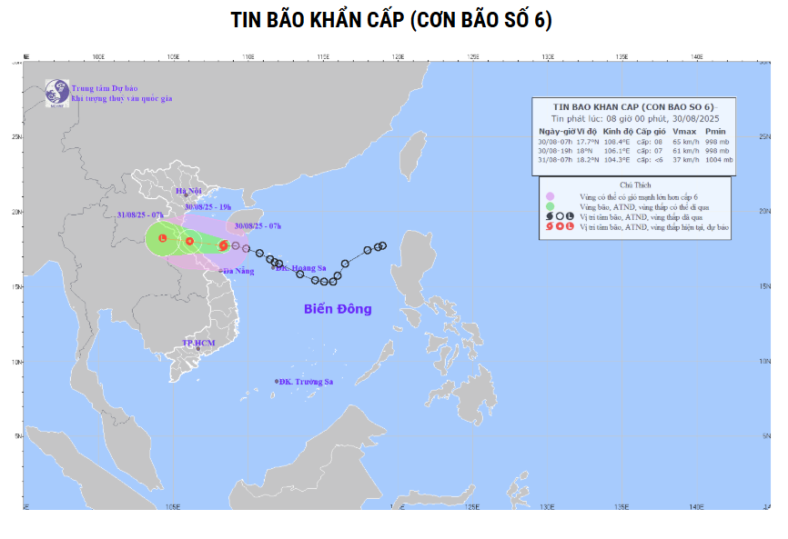 ລົມພາຍຸຫົວທີ 6 (ໜອງຟ້າ). ພາບ: kttv.gov.vn