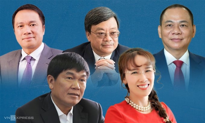 5 tỷ phú Việt trong danh sách thế giới. Đồ họa: Khánh Hoàng