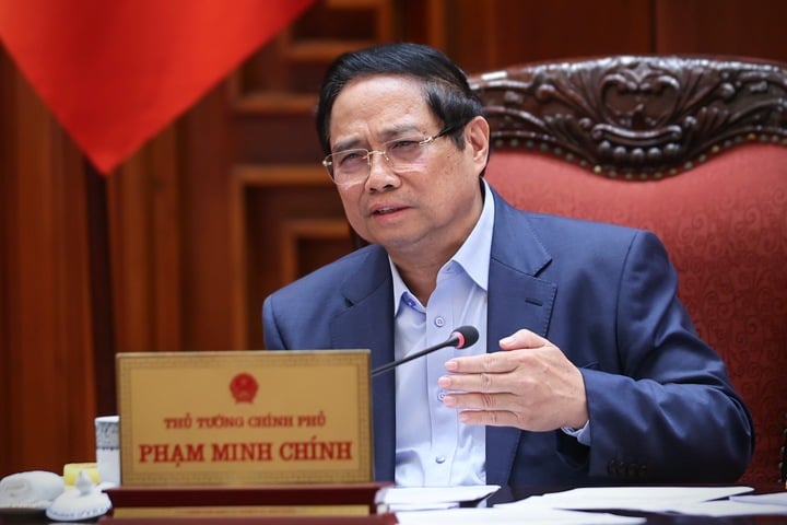 Thủ tướng Phạm Minh Chính chủ trì cuộc họp Thường trực Chính phủ về tình hình kinh tế - xã hội. (Ảnh: VGP/Nhật Bắc)
