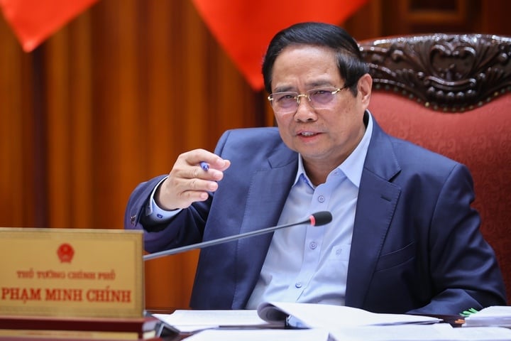 Thủ tướng Phạm Minh Chính phát biểu kết luận cuộc họp. (Ảnh: VGP/Nhật Bắc)