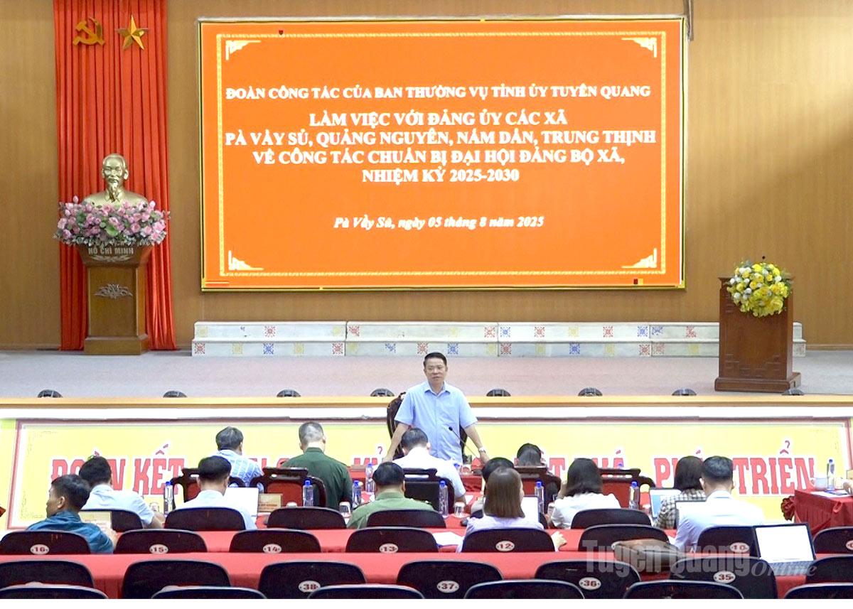Đoàn công tác của Ban Thường vụ Tỉnh ủy làm việc với Đảng ủy các xã Pà Vầy Sủ, Quảng Nguyên, Nấm Dẩn, Trung Thịnh