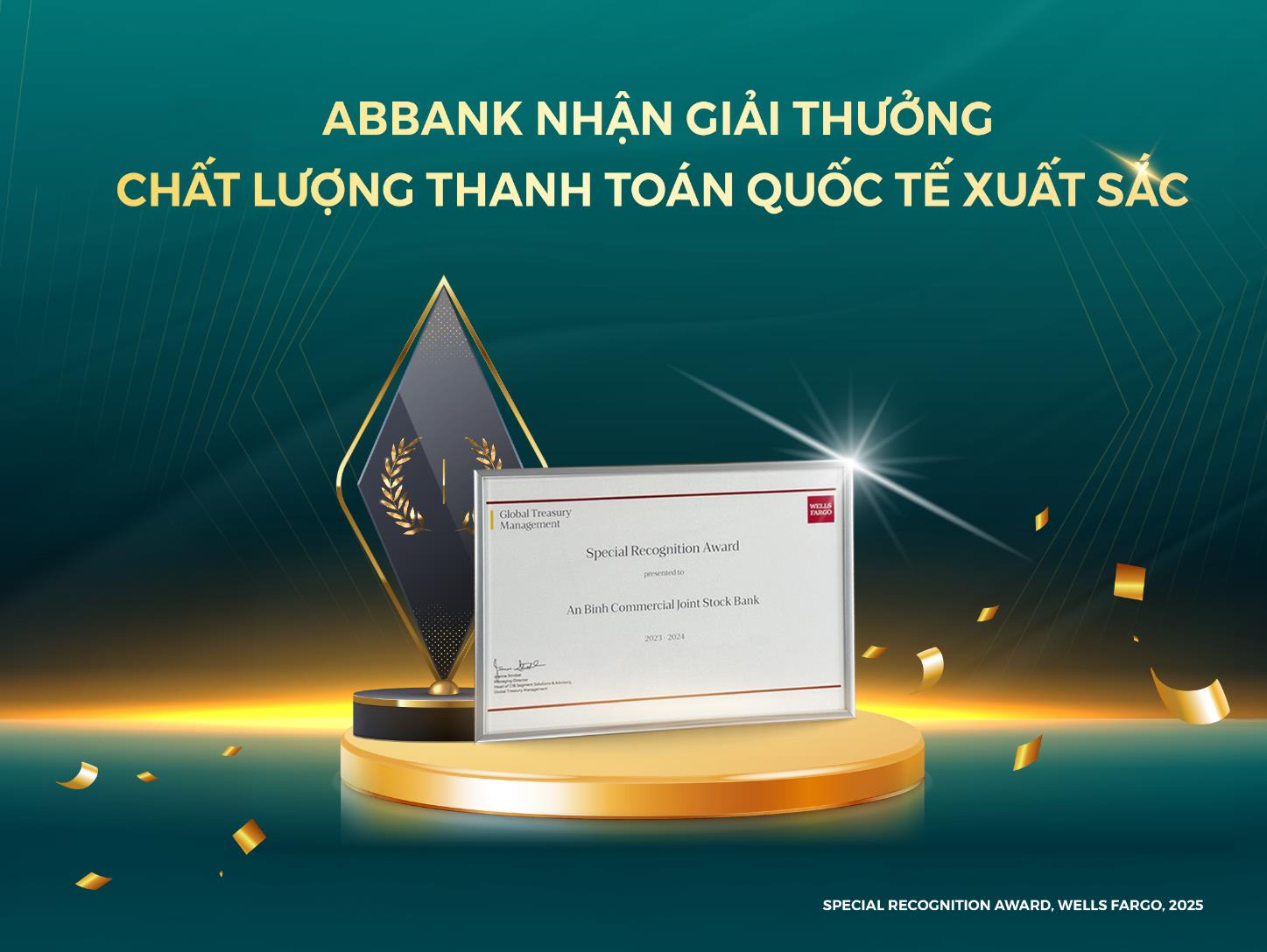 ABBANK được WELLS FARGO vinh danh ngân hàng có chất lượng thanh toán quốc tế xuất sắc- Ảnh 1.