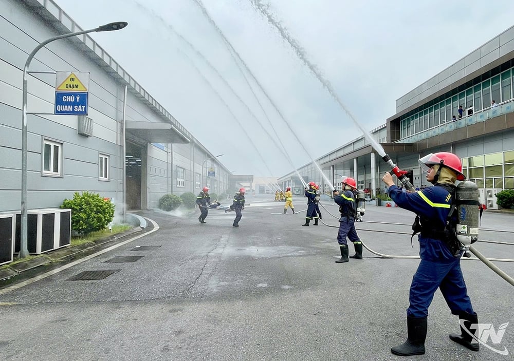 A scene from a fire drill.