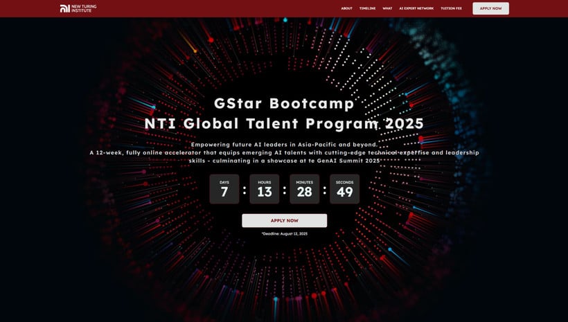 Giao diện website chương trình GStar Bootcamp - NTI Global Talent 2025.