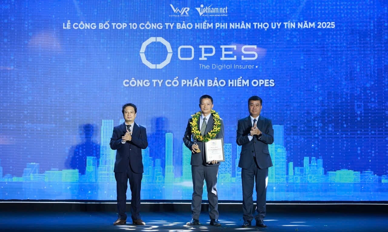 OPES lọt Top 10 công ty bảo hiểm phi nhân thọ uy tín nhất Việt Nam 2025 do Vietnam Report công bố