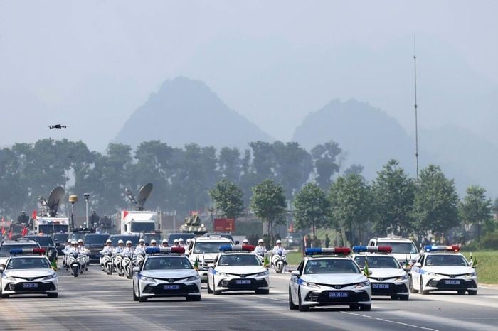 Khối xe của lực lượng Cảnh sát giao thông.