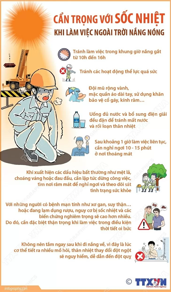 Những việc cần tránh và nên làm nếu sốc nhiệt khi làm việc ngày trời nắng gắt