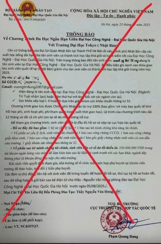 Cảnh báo hiện tượng mạo danh Đại học Quốc gia Hà Nội để lừa đảo “trúng tuyển”