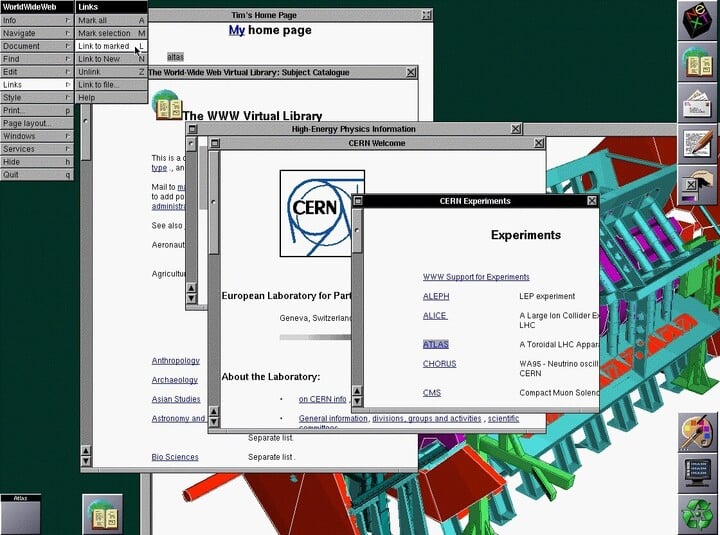 Ảnh chụp màn hình màu đầu tiên của trình duyệt WorldWideWeb. (Nguồn: w3)