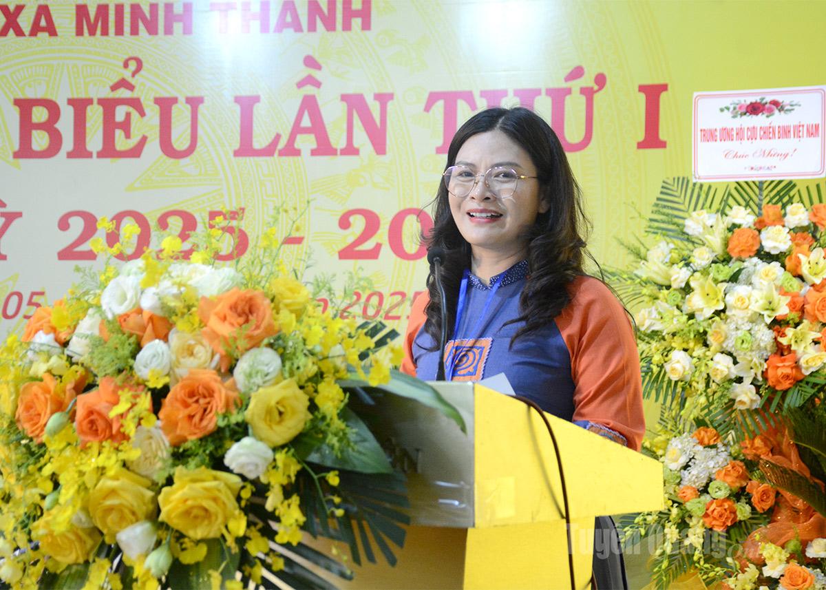 Đồng chí Phó Chủ tịch UBND tỉnh Vương Ngọc Hà phát biểu tại Đại hội đại biểu Đảng bộ xã Minh Thanh.