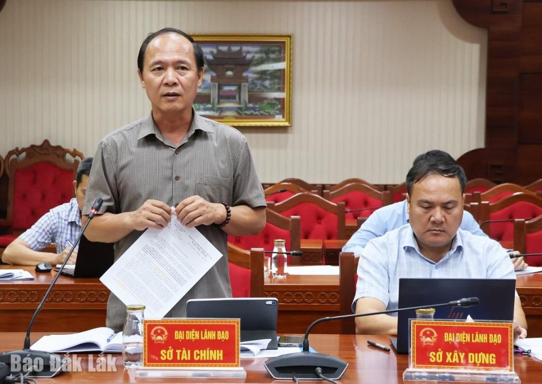 Đại diện Sở Tài chính trình bày ý kiến liên quan đến công tác tài chính của ngành giáo dục.