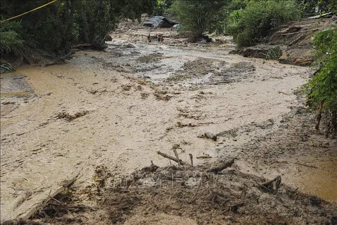 Flash floods in Hang Pu Xi village, Xa Dung commune, Dien Bien province. Photo: VNA