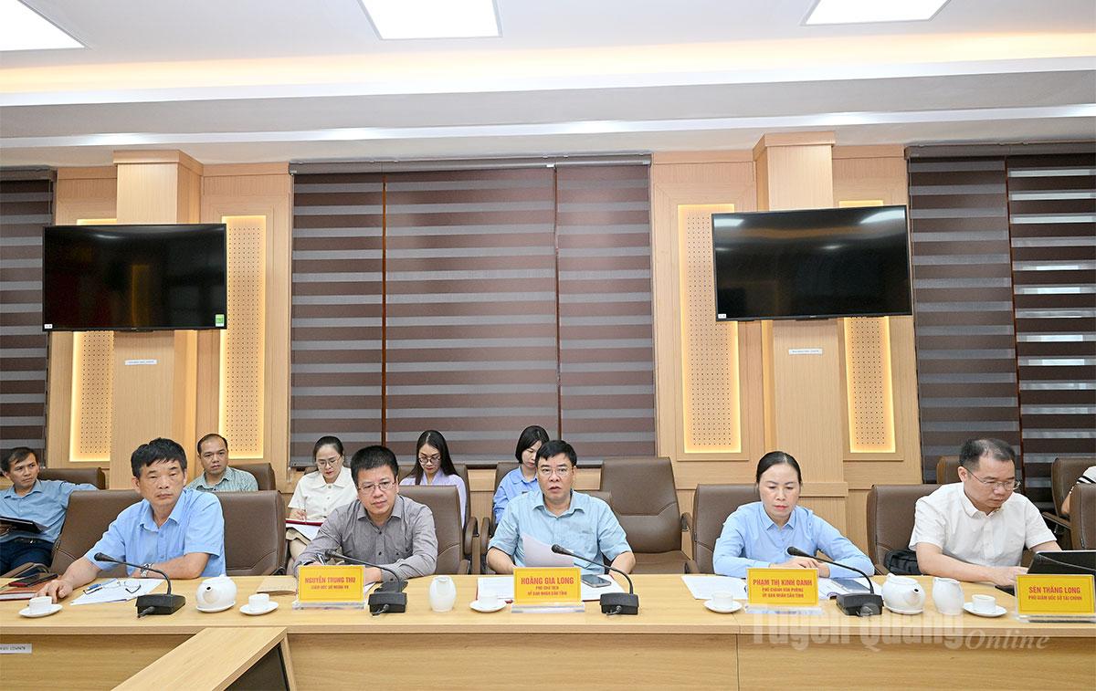 Phó Chủ tịch UBND tỉnh Hoàng Gia Long phát biểu tại buổi làm việc.