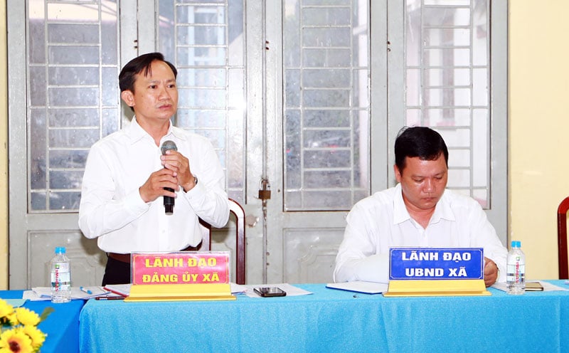 Đồng chí Nguyễn Văn Triều- Bí thư Đảng ủy xã An Trường phát biểu tại buổi làm việc.