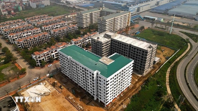 Nhu cầu vay vốn của các doanh nghiệp đầu tư xây dựng nhà ở xã hội cao. (Ảnh: Tuấn Anh/TTXVN)