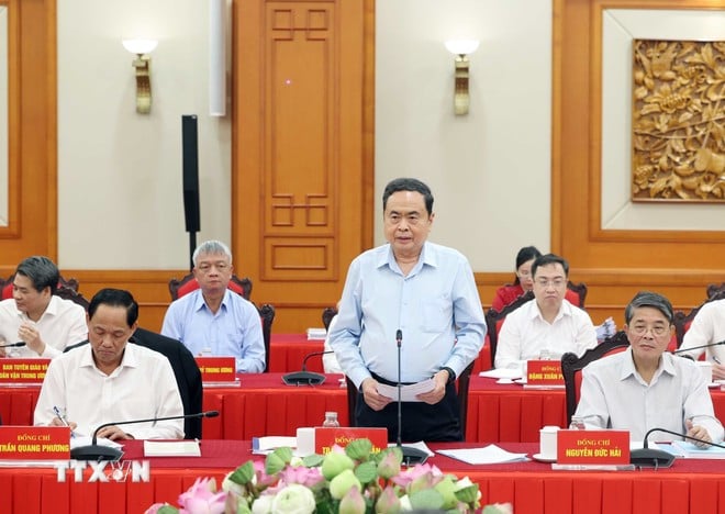 Đồng chí Trần Thanh Mẫn, Ủy viên Bộ Chính trị, Bí thư Đảng ủy Quốc hội, Chủ tịch Quốc hội phát biểu. (Ảnh: Thống Nhất/TTXVN)