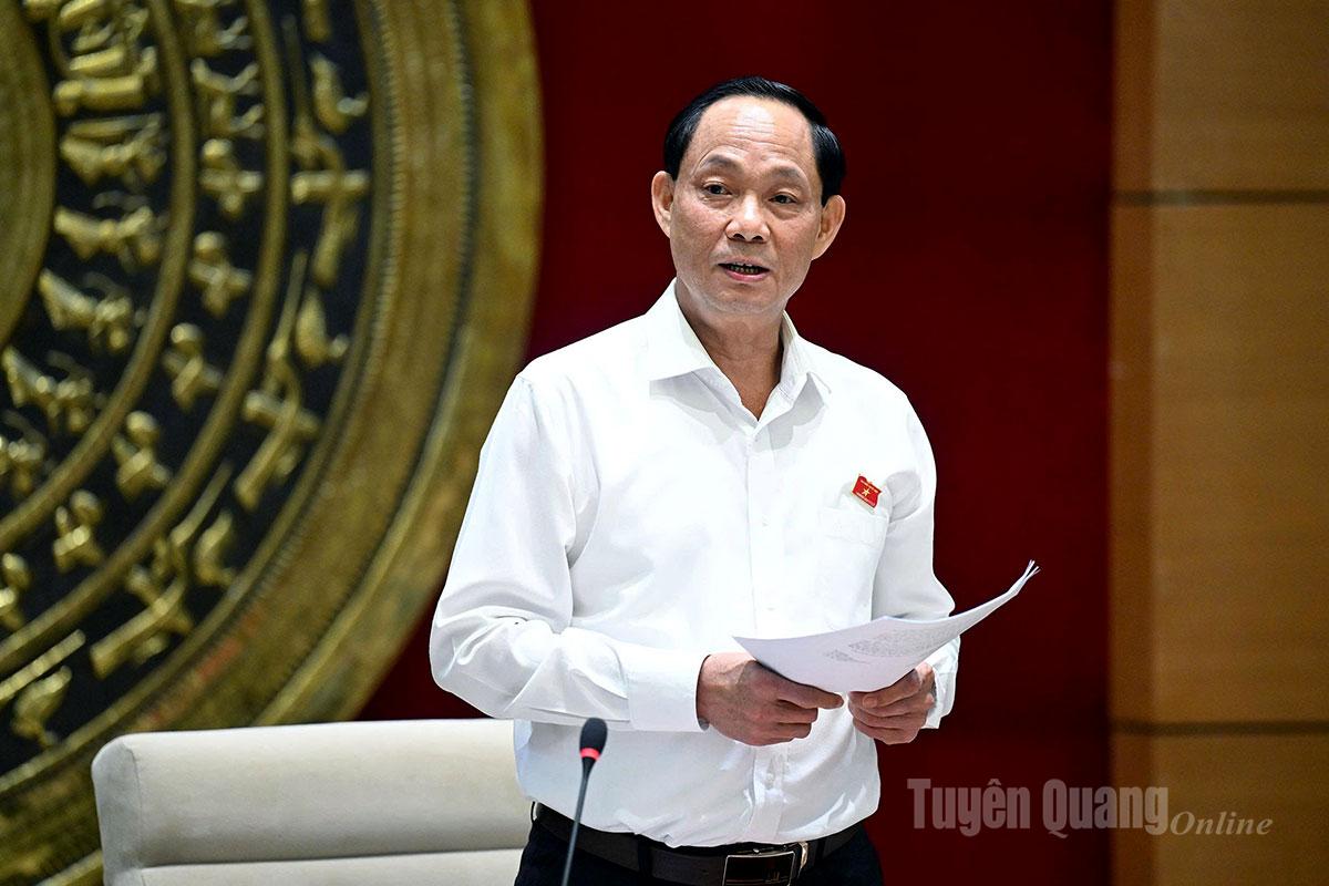 អនុប្រធានរដ្ឋសភាលោក Tran Quang Phuong ថ្លែងមតិក្នុងកិច្ចប្រជុំ។